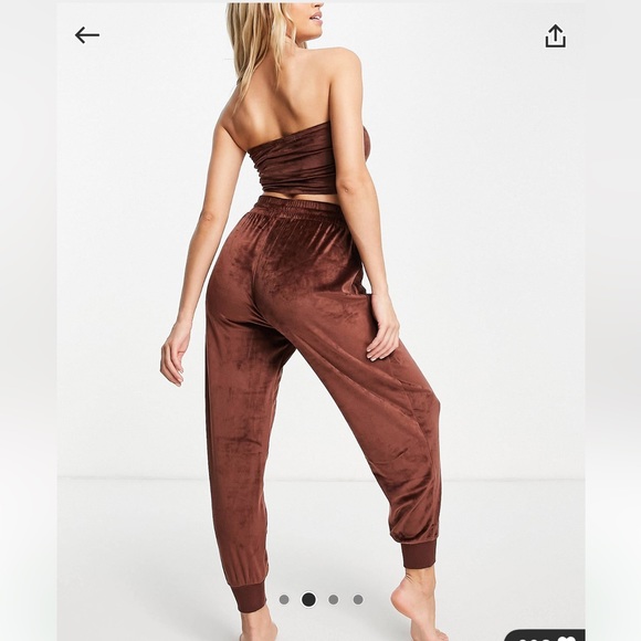 NWT ASOS Threadbare orchid velour bandeau lounge set in brown (price is firm) - Picture 3 of 13